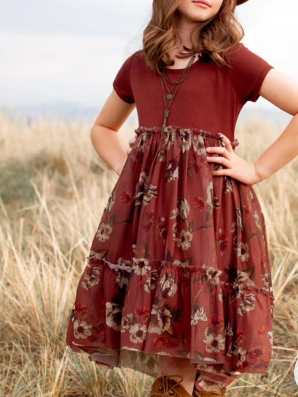 🌸🤎✨ Joyfolie Mia Joy Lorelei Dress – Cinnamon Floral | Size 14 | NWT ✨🤎🌸